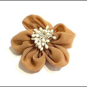 Hair Clip Tan Sheer Flower 2 1/2”